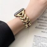 Suitable For Apple Watch1~8 Ultra New Single Row Thick V-Shape Denim Chain Metal Watch Strap 38/40/41/42/44/45Mm