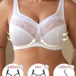 Elegant Plus-Size Women'S Breathable Lace Trim Bralette - Wireless, No-Pad Design With Medium Stretch, Perfect For Casual Attire, Everyday Bra|Elegant Lingerie|Breathable Fabric, Lingerie Accessories