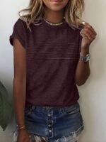 Women'S Stylish Commuting Shirt With Pleated Design At The Chest, Round Neck, And Short Sleeves. - Image 8