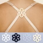4Pcs Fashionable Floral Bra Strap Clips - Invisible, Non-Slip & Secure - Create A Seamless Braless Look - Perfect Accessories For Womens Lingerie And Everyday Wear
