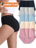 1/3/5Pcs Elegant Seamless High-Waist Women'S Underwear, Black Polyester Stretch Bikini Briefs, Comfortable High Support Ladies' Panties - Image 3
