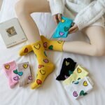 6 Pairs Women'S Fashion Creative Food Print Short Socks - Playful Burger, Donut & Coffee Cup Designs, Vibrant Colors, Soft Breathable Fabric, Machine Washable For Casual Casual Attire, Food Socks, Quirky Outfits, Fun Patterns, Comfortable Fit, Sock Collectors - Image 7