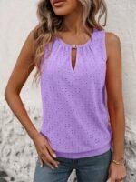 Women'S Elegant Sleeveless Vest With Decorative Buttons - Semi-Sheer Round Neck Lightweight Top, Mint Green Medium Stretch Machine Washable For Spring/Summer Casual & Formal Wear, Sleeveless Vests, Spring Fashion, Butterfly Motif, Nontransparent Fabric - Image 9