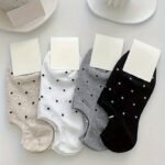 4 Pairs Polka Dot Print Socks, Casual & Simple Low Cut Invisible Boat Socks, Women'S Stockings & Hosiery - Image 3