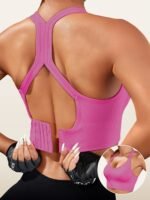 Women'S Light Blue Sports Bra With Removable Pads - Breathable, Non-Slip Design For Gym, Yoga, Running - Backless, Strapless Top With Adjustable Straps, Yoga Apparel | Adjustable Strap Design | Comfortable Fit - Image 6