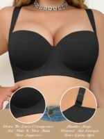 Seamless Plus Size Women'S Bra - Comfortable & Supportive Underwire Bra With Anti-Slip Design, Breathable Nylon Blend Fabric, Black, Supportive Undergarment | Sleek Design | Wire Underwire