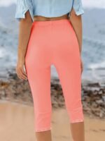 Plus Size Rhinestone Decor Capri Leggings, Casual High Waist Stretchy Leggings For Spring & Summer, Women'S Plus Size Clothing - Image 7