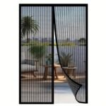Contemporary Magnetic Screen Door - Self-Sealing, Heavy Duty, Hands-Free Mesh Partition Keeps Bugs Out - Satin Weave, Linen-Like Material, Space-Themed, For Various Room Types, No Electricity Or Battery Needed - Image 6
