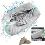 Gray Washable Shoe Bag With Elastic Opening & Mesh Top - Durable Fabric High Quality Design For Shoes, Boots, Jewelry, Watches - Machine Washable Storage Organizer, Shoe Storage, Travel Organizer, Compact Organizer, Reinforced Stitching, Protective Cover, Outdoor Adventurers