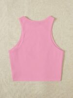 Women'S Elegant Cropped Graphic Tank Top - Cherry Print Semi-Sheer Stretchy, Round Neck Sleeveless Shirt, Machine Washable All-Season Casual Top, Ladies Tank Tops, Playful Summer Wear - Image 4