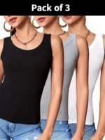 Women'S Casual Athletic Tank Tops 3-Pack, Sleeveless Crew Neck Tops, Solid Color