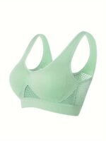 1Pc Essence Collection - High-Elasticity Bra With Removable Pads, Breathable Mesh Design For &, Wireless & Comfortable Fit, Plus Size Bra | Wireless Bra | Removable Pads - Image 3