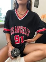 Women'S Oversized Graphic Tees Brooklyn Letter Short Sleeve Tshirt Tee Top