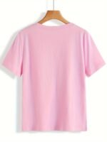 Plus Size Solid Simple Crew Neck T-Shirt, Casual Short Sleeve Top For Spring & Summer, Women'S Plus Size Clothing - Image 10