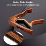 Rosewood Guitar Capo With Pick Holder - Perfect For Acoustic & Electric Guitars, Ukuleles, Basses, Banjos | Includes Picks, Guitar Picks - Image 8