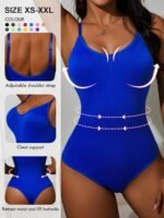 Women'S High-Waisted Tummy Control Bodysuit - Adjustable Shoulder Straps, Chest Support & Butt Lifting Thigh-High Shapewear - Lightweight Sculpting One-Piece In 7 Colors (Elegant Special Collection), Tummy Control Shapewear, Body Shaping Wear, Ribbed Texture, Flexible Material, Waist Trainer, Special Occasion Wear - Image 8