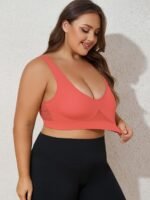 Plus Size Simple Bra, Women'S Solid Hollow Out Shockproof Wide Strap Tank Bra - Image 6