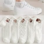 5 Pairs Cartoon Pattern Socks, Cute Japanese Style Short Socks, Women'S Stockings & Hosiery