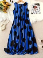 Large Women'S Elegant Sleeveless Dress Casual Print Round Neck Dress - Image 5