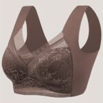 1Pc Women'S Seamless Mesh Lace Bra - Elegant Contrast Lace Design, Wireless Push-Up Tube Top With Non-Removable Padded Cups, Smooth Soft Back For Yoga, Sleep & Casual Wear, Supportive Undergarment | Seamless Design | Mesh Lace Detailing