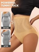 1-Pack Miotan Women'S Plus Size High-Waisted Tummy Control Seamless Underwear - Xl To 5Xl, Breathable Soft Stretch Fabric, Butt-Lifting Posture Support, Beige, Tummy Control Underwear, Body Shaping Underwear, Highwaist Design, Elasticity Underwear - Image 4