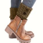 Button Detail Leg Warmers, Crochet Knitted Boot Leg Warmers Socks, Women'S Stockings & Hosiery - Image 6