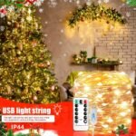 1Pc Usb-Powered Christmas Tree & Fairy Lights, 8 Modes, Remote Control, Ip44 Rating - Ideal For Home, Wedding, Party, Birthday, Halloween Decorations, Festive Room Accent|Festive Room Accent|Durable Led Lights, Christmas Decorations