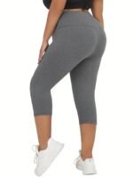 Plus Size Leggings For Women, Super Soft High Waisted Tummy Control Yoga Capri Pants, No See Through Workout Running Leggings - Image 2
