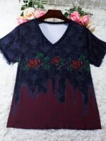 Women'S Bohemian Ethnic Print V-Neck Short Sleeve T-Shirt - Summer Casual Loose Fit Plus Size Top With Vibrant Geometric Patterns, Machine Washable, Cute T Shirts, Stylish Streetwear, Nontransparent Fabric - Image 7