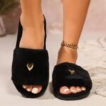 New High-End Fashion Love-Decorated Plush Slippers For Women With Open Toes, Soft And Comfortable, Lightweight, Suitable For Bedroom, Living Room, Home, Suitable For All Seasons - Image 5