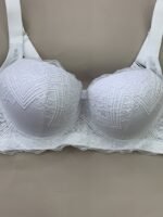 Plus Size Women'S Elegant Contrast Lace Underwire Bra - Anti-Sagging Comfort Fit, Medium Support Steel Boning & Non-Detachable Padded Cups, Solid Black For Everyday & Special Occasions, Special Occasion Lingerie | Pearl Charm Bra | Adjustable Straps - Image 9