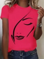 Graphic Print T-Shirt, Casual Short Sleeve Crew Neck Top For Spring & Summer, Women'S Clothing - Image 3