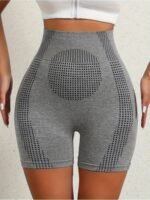 1Pc Women'S High-Waisted Shorts With Perforated Design - Slimming Effect, Supports Belly And Thighs, No Padding, Fashionable Gray Shorts For Fitness And Casual Wear, Casual Wear Shorts|Fashionable Shorts|Comfortable Fit, High Waist Shorts - Image 11