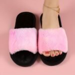 Women'S Elegant Faux Fur Slippers, All-Season Soft Indoor Home Slip-On Shoes, Solid Color, Fabric Upper/Inner, Eva Sole, Warm Comfort - Image 11