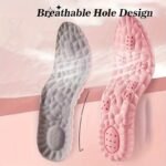 1 Pair Ultra-Soft 4D Women'S Sport Insoles - Adaptive Elastic Comfort, Shock Absorption & Sweat-Wicking, Pink, Sizes 5-9.5, Ideal For Sports & Casual Wear - Image 4