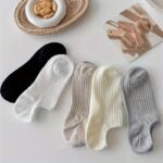 5 Pairs Solid Invisible Socks, Simple Non-Slip Low Cut Boat Socks, Women'S Stockings & Hosiery - Image 2