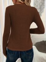 Women'S Elegant Semi-Sheer Pullover Sweater - Soft Round Neck Long Sleeve Top, Medium Stretch Spring/Fall Casual & Formal Wear, Solid Color Versatile Wardrobe Staple, Sweater, Spring Fall Attire, Minimalistic Design, Textured Fabric - Image 8