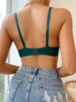 Solid Bow Decor Scallop Trim Underwire Bra, Sexy Comfy Push Up Bra, Women'S Lingerie & Underwear - Image 6