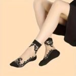 5/6 Pairs Vintage Embroidery Socks, Comfy & Breathable Short Mesh Socks, Women'S Stockings & Hosiery - Image 8