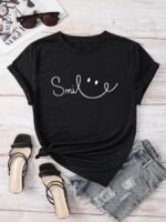Letter Print Crew Neck T-Shirt, Casual Short Sleeve Top For Spring & Summer, Women'S Clothing - Image 4