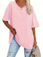 Plus Size, Cross-Border European And American Women'S Spring/Summer New Loose Fit Half-Sleeve Waist-Tied Top - Image 2