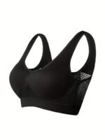 1Pc Essence Collection - High-Elasticity Bra With Removable Pads, Breathable Mesh Design For &, Wireless & Comfortable Fit, Plus Size Bra | Wireless Bra | Removable Pads - Image 10