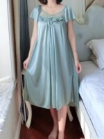 Cross-Border Sexy Women'S Nightgown Made Of Lace, Plus Size, Solid Color Floral Sleepwear, Thin Short-Sleeve Lace Dress. - Image 5