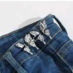 Chic Butterfly Waist Cincher Clips - No-Sew, Detachable Metal Buttons For Jeans & Pants, Silvery/Black - Image 6