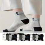 5 Pairs 10 Pairs Men'S Breathable Athletic Socks, Fashion Letter Print High Elasticity Outdoor Running Socks - Image 4