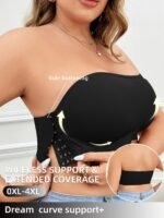 Plus Size Strapless Bras For Women, Designed To Minimize Large Busts Without Underwire, Featuring Soft Cups And A Single Layer, To Be Worn With Breast Stickers.