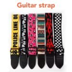 Durable Faux Leather Guitar Strap - Edgy Skull & Flame Design, Checkered Pattern, Police-Themed, Geometric & Tribal Print - Universal Fit For Acoustic/Electric/Bass Guitars - Pink, Yellow, Black