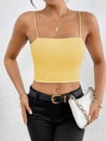 Red Off-Shoulder Crop Top Camisole - Sexy Sleeveless Spaghetti Strap, Stretchy & Machine Washable, Perfect For Casual Or Chic Outfits - Image 6