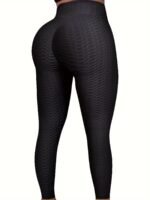 Women'S High-Waisted Peach Lift Yoga Pants - Stretchy, Butt-Lifting, High-Elasticity Fabric, Dark Blue, Perfect For Spring/Summer/Fall Workouts, Workout Leggings | Sleek Workout Pants | Highelasticity Pants, Workout Leggings - Image 4