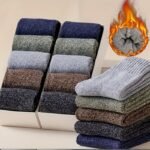 5 Pairs Men'S Thick Wool Blend Socks - Cozy Mid-Calf Winter Socks In Solid Colors (Dark Gray, Light Blue, Brown, Navy Blue, Beige, White), Soft & Warm For Casual Or Cold Weather, Cozy Footwear | Giftready Packaging | Quality Fabric Socks, Cute Socks - Image 4